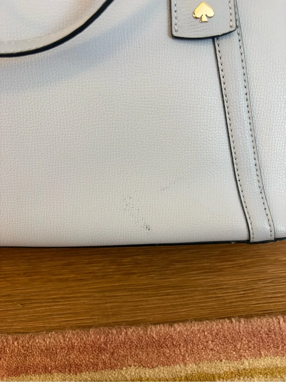 kate spade Light Blue Leather Tote with Gold Logo Charm